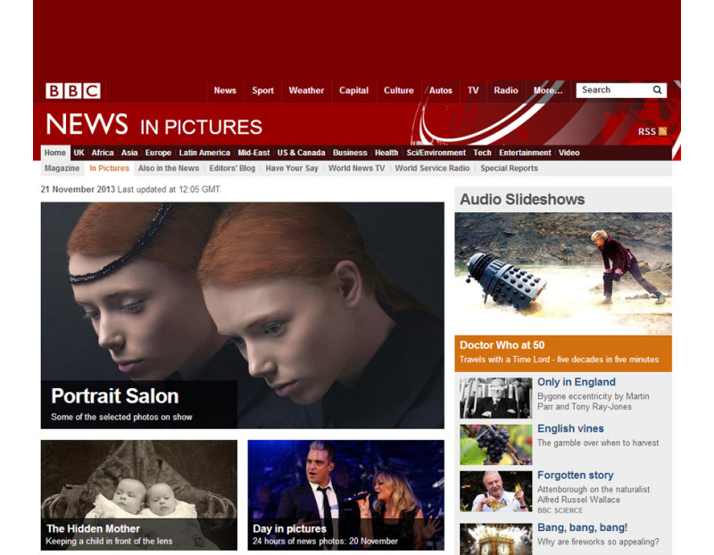 In homepage of BBC News with the portraits “The twins”